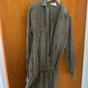 Lightweight army green long sleeve long pants jumpsuitt